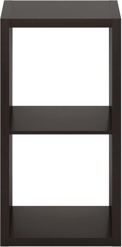 Furinno CUBICLE Book Shelf, 2-Cube Thick Frame Bookshelf, Horizontally & Vertically Reversible Bookcase with Open Back, 14.6 x 15.9 x 30, for Living Room, Bedroom, Home Office, Black Dark Oak