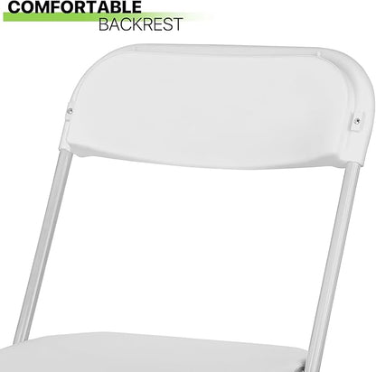 Magshion Plastic Folding Chairs 10 Pack White Foldable Dinning Chairs for Wedding Parties Event Outdoor Indoor Lightweight Chair 330lbs Capacity