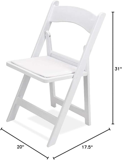 EventStable Titan PRO Resin White Indoor/Outdoor Lightweight Vinyl Padded Folding Chair for Weddings Parties Events - 50 Pack