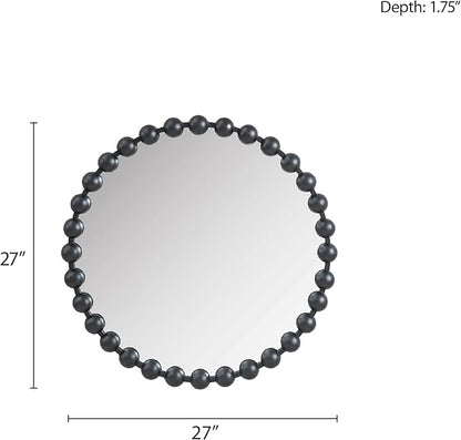 Madison Park Round Mirror, Metal Frame Circle Mirror 27 inch, Wall Art Decor Mounted Hanging for Entryway, Bathroom, hallway, Living Room, Vanity, Marlowe, Black