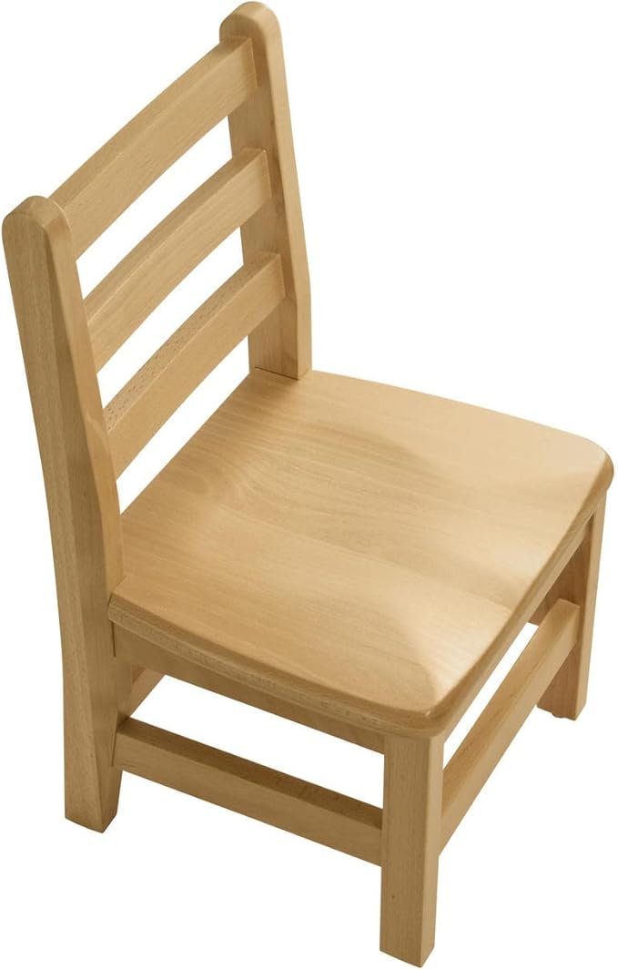 Kids Wooden Chair Set, Fully Assembled Youth Ladderback Wood Chairs for Children, 11" Seat Height for Ages 4-6 (Set of Two)