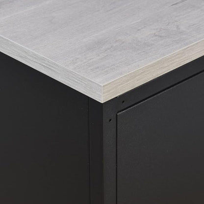 NBF Carbon L Shaped Executive Office Desk - Durable Laminate Computer Desk with 2 Drawers Pedestal - Modern Desk with Storage and File Cabinet - 72" W x 96" D Office Work Desk (Oak)
