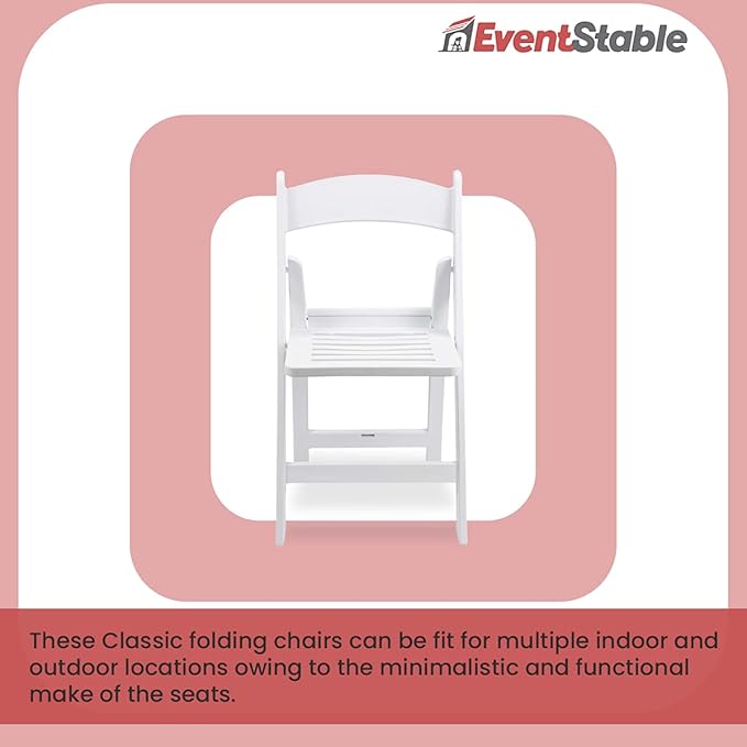 EventStable Titan PRO Resin Folding Chair - 4 Pack Slatted Seat for Weddings Parties Indoor/Outdoor Lightweight