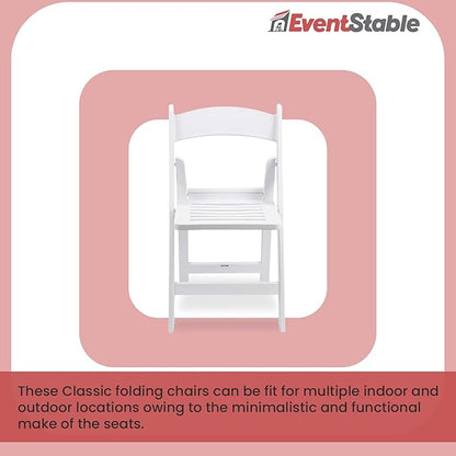 EventStable Titan PRO Resin Folding Chair - Indoor/Outdoor Lightweight Chair - Slatted Seat Folding Chair for Weddings Parties Events - 50 Pack