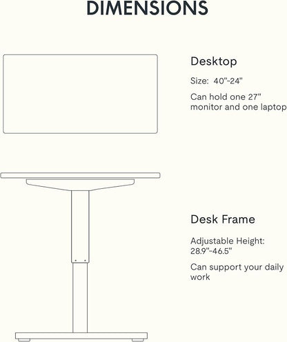 FLEXISPOT EN1 One-Piece Standing Desk 40"x24" Maple - Home Office Use, Height Adjustable with 4 Memory Presets, Supports Multiple Monitors, White Frame + Maple Top