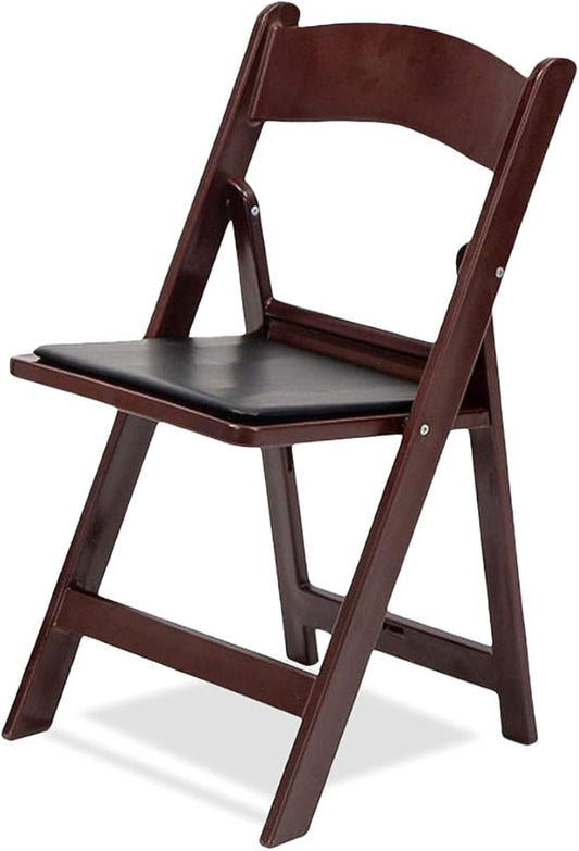 EventStable Titan PRO Resin Folding Chair - Mahogany Indoor/Outdoor Lightweight Folding Chair with Vinyl Padded for Weddings Parties Events - 100 Pack