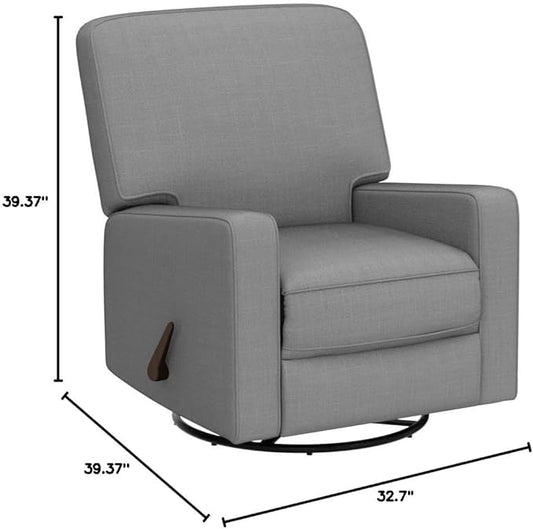 Harkawon Swivel Rocker Recliner Chair, Glider Rocker Recliner, Rocking Chair Nursery, Fabric Chair with High Back, Deep Seat, for Living Room, Bedroom (Dark Grey+Brown)