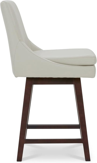 CHITA Counter Height Swivel Bar Stools Set of 4, FSC Certified Upholstered Faux Leather Barstool Chairs with Back, 26.8" H Seat Height, PU Leather in Creamy Grey