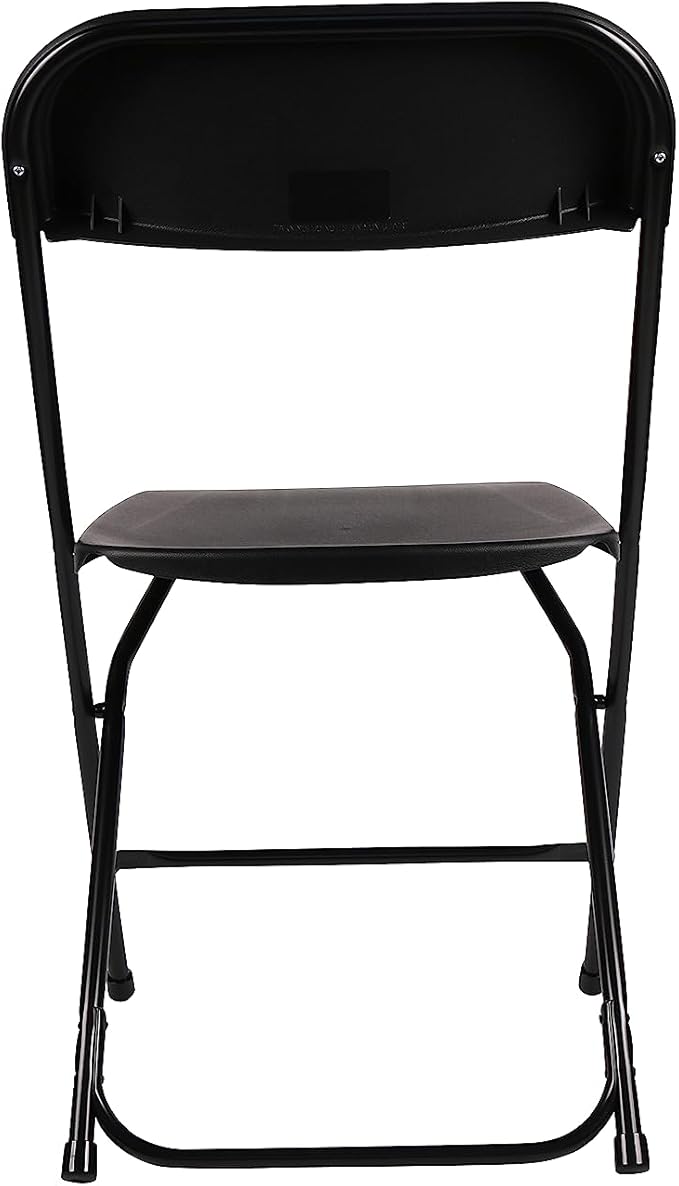 BTEXPERT Set of 4, Black Plastic Folding Chair Steel Frame Commercial High Capacity Event Chair Lightweight Set for Office Wedding Party Picnic Kitchen Dining Church School