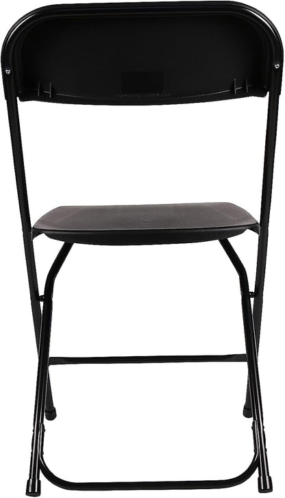 BTEXPERT Set of 2,Black Plastic Folding Chair Steel Frame Commercial High Capacity Event Chair Lightweight Set for Office Wedding Party Picnic Kitchen Dining Church School