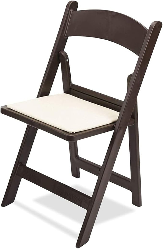 EventStable Titan PRO Resin Folding Chair - Dark Brown Indoor/Outdoor Lightweight Foldable Chair - Vinyl Padded Folding Chair for Weddings Parties Events - 100 Pack