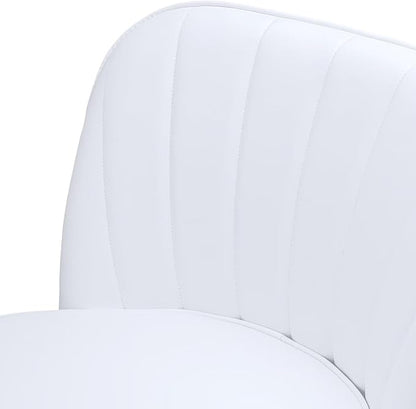 MINCETA Bar Stools Set of 4, PU Leather Barstools, 26 Inch Upholstered Counter Stools with Backrest and Footrest, Swivel Counter Height Barstools for Kitchen Island Home Bar White