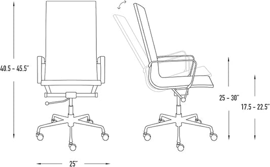 Laura Davidson Furniture SOHO II Tall Back Ribbed Management Chair (White)