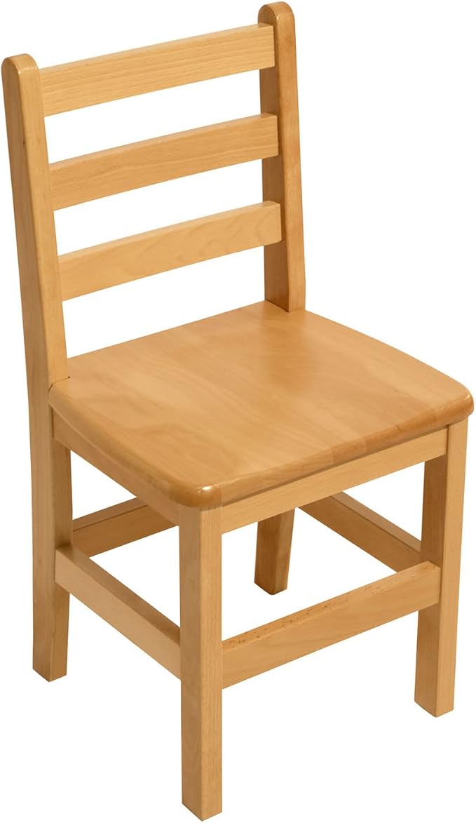 Kids Wooden Chair Set, Fully Assembled Ladderback Wood Chairs for Teens, Adults, Teachers, 18" Seat Height for Ages 13+ (Set of Two)
