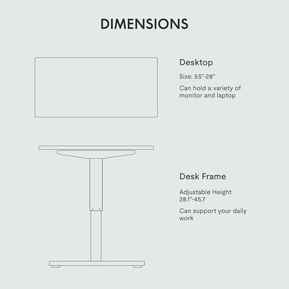 FLEXISPOT EN1 Whole Piece Standing Desk 55 x 28 Inches Stand Up Desk for Workstation and Home Office (Black Frame + 55" Black Top, 2 Packages)