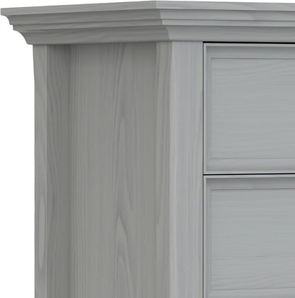 SIMPLIHOME Amherst SOLID WOOD 24 Inch Wide Traditional Bedside Nightstand Table in Fog Grey, For the Living Room and Bedroom