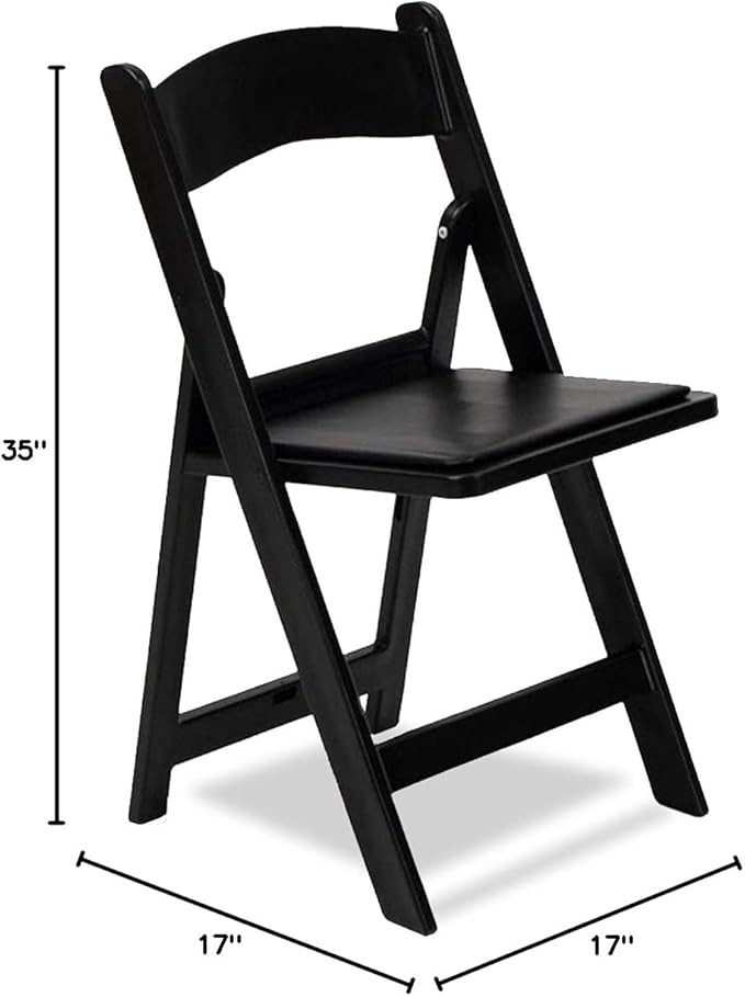 EventStable Titan PRO Resin Folding Chair - Black Indoor/Outdoor Lightweight Padded Chair for Weddings, Parties, Events - 50 Pack