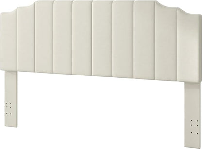 King Size Headboard Only, Velvet Wall Mounted Headboard King for Adjustable Bed Modern Upholstered Head Board Easy Assembly, Cream