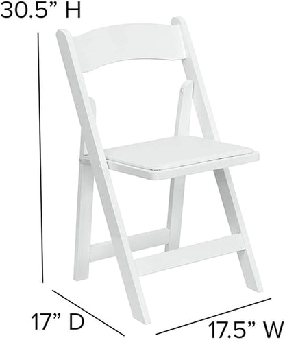 Flash Furniture Hercules Series Beechwood Folding Event Chairs with Padded Seats, Modern Wooden Folding Banquet Chairs, Set of 4, White