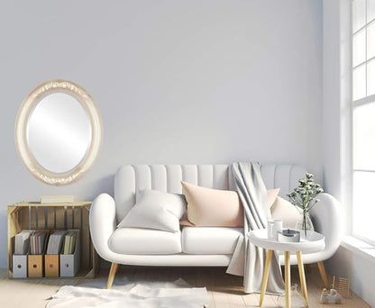 OVALCREST Oval Beveled Wall Mirror for Home Decor - Florence Style - Taupe - 34" x 24"