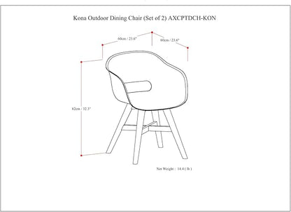 SIMPLIHOME Kona SOLID ACACIA WOOD 24 inch Wide Contemporary Outdoor Dining Chair in Plastic ( Set of 2 ) in Taupe for the Dining Room