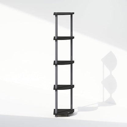 Furinno Turn-N-Tube Corner Shelf, 5-Tier Corner Display Rack, Shelving Unit, for Organization and Storage, Living Room, Home Office, Garage, Bedroom, Black
