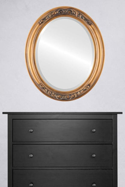 OVALCREST Oval Beveled Wall Mirror for Home Decor - Florence Style - Sunset Gold - 24" x 20"