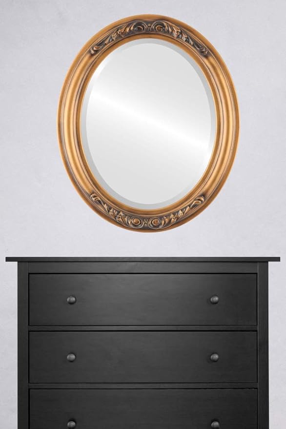 OVALCREST Oval Beveled Wall Mirror for Home Decor - Florence Style - Sunset Gold - 24" x 20"