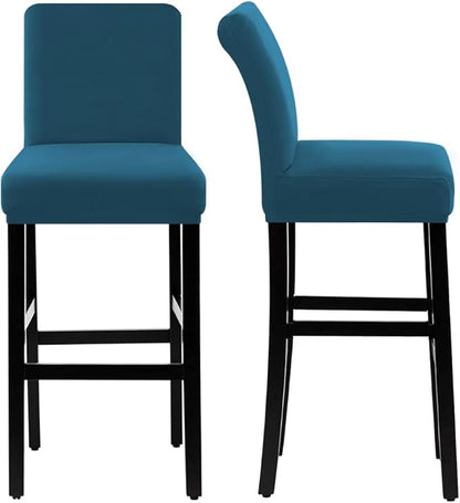 H.VERSAILTEX 100% Waterproof Bar Stool Cover Stretch Counter Stool Pub Chair Slipcover for Dining Room Removable Soft Thick Solid Fleece Fabric Bar Stool Slipcovers Set of 4, Peacock Blue