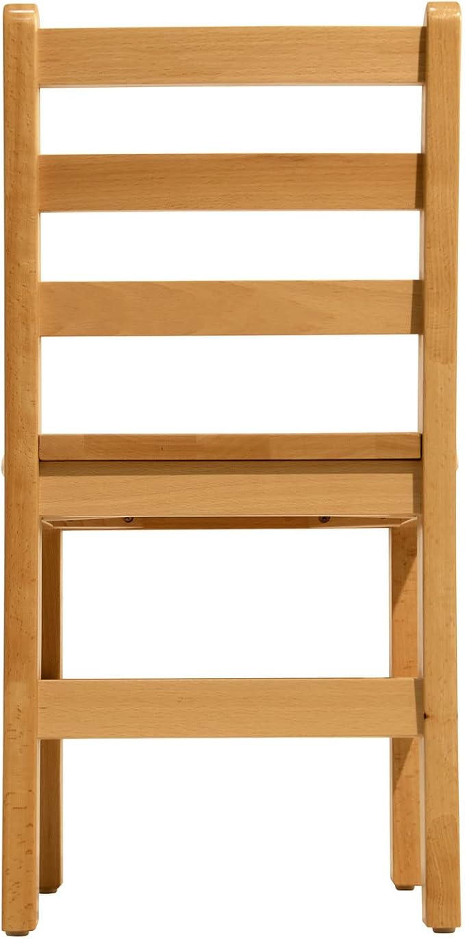 Kids Wooden Chair Set, Fully Assembled Ladderback Wood Chairs for Teens, Adults, Teachers, 18" Seat Height for Ages 13+ (Set of Two)