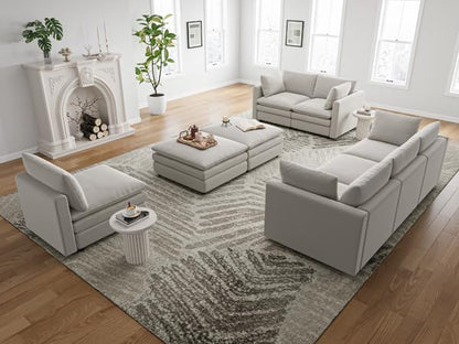 Txtin's Cloud Couches for Living Room L Shaped Sectional Couch with Ottoman Deep Plush 4 Seats Sofa Modern Sofa for Apartment Light Grey