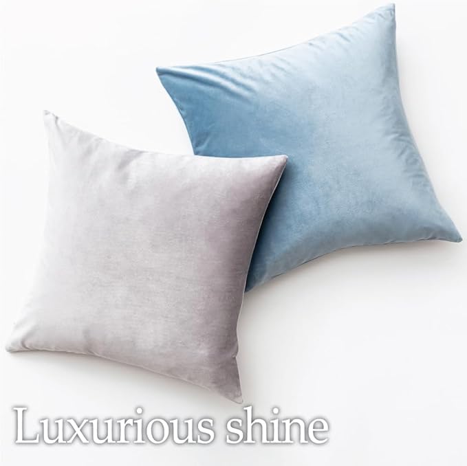 lalaLOOM Velvet Throw Pillow Covers, Set of 2, 18x18 Decorative Square Pillows Home Decor, Soft Accent Cases, Silky Machine Washable Pillowcases for Sofa, Couch, Bedroom, Living Room, Petal Pink