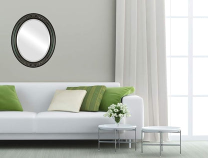 OVALCREST Oval Beveled Wall Mirror for Home Decor - Florence Style - Hunter Green - 28" x 22"