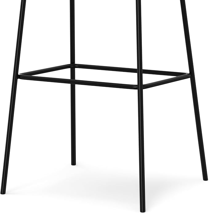SIMPLIHOME Mira Bar Stools (Set of 2) - 30 inch Seat Height Upholstered Metal Bar Chairs in Distressed Slate Grey Vegan Faux Leather, Contemporary Seating with Curved Cushioned Seat and Armrests
