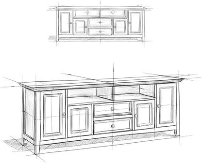SIMPLIHOME Amherst 72-inch Wide Solid Wood TV Stand in Rustic Natural Aged Brown, Transitional-Style Media Console for Living Room with Cable Management and Adjustable Shelves, Fits 80" TVs