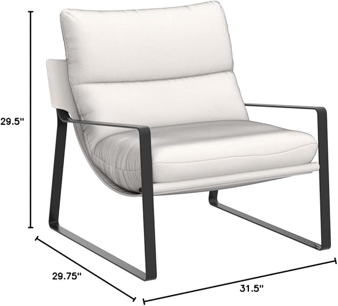 LukeAlon Modern Linen Accent Armchairs Set of 2, Upholstered Soft Living Room Chairs with Metal Base Removable Thickened Cushion Sofa Chairs Comfy Lounge Chair for Bedroom Living Room, White