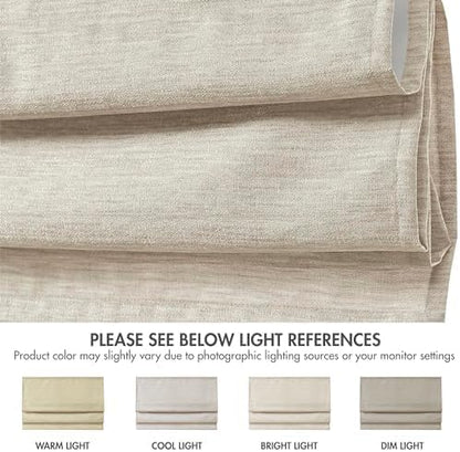 Madison Park Cordless Roman Shades Faux Silk Shade with Sheen 1-Panel Privacy, Room Darkening, Energy Efficient, Thermal Insulated Window Blind for Bedroom, Living Room Décor, 27"W x 64"H Como, Ivory
