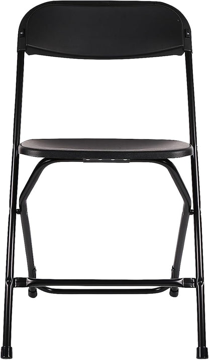 BTEXPERT Set of 10,Black Plastic Folding Chair Steel Frame Commercial High Capacity Event Chair Lightweight Set for Office Wedding Party Picnic Kitchen Dining Church School