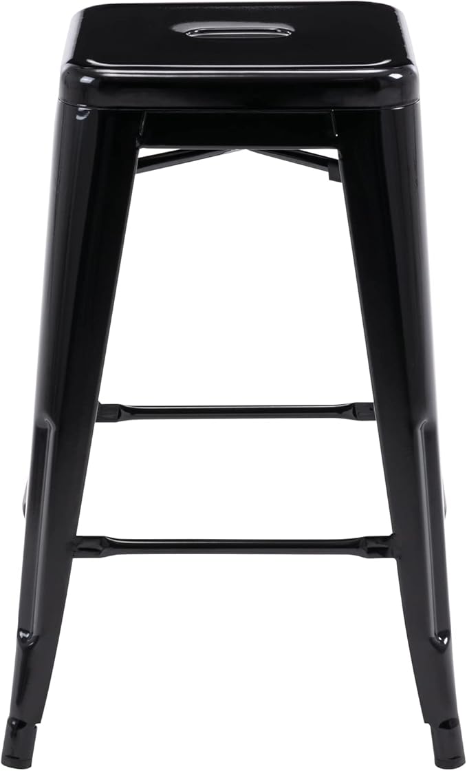 Vogue Furniture Direct 24" Bar Stools Black Backless Metal Barstools Indoor-Outdoor Counter Height Stools with Square Seat, Set of 2 - VF1571001