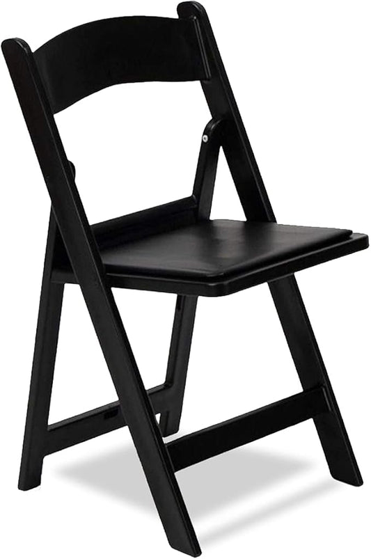 EventStable Titan PRO Resin Folding Chair - Black Indoor/Outdoor Lightweight Foldable Chair - Vinyl Padded Folding Chair for Weddings Parties Events - 100 Pack