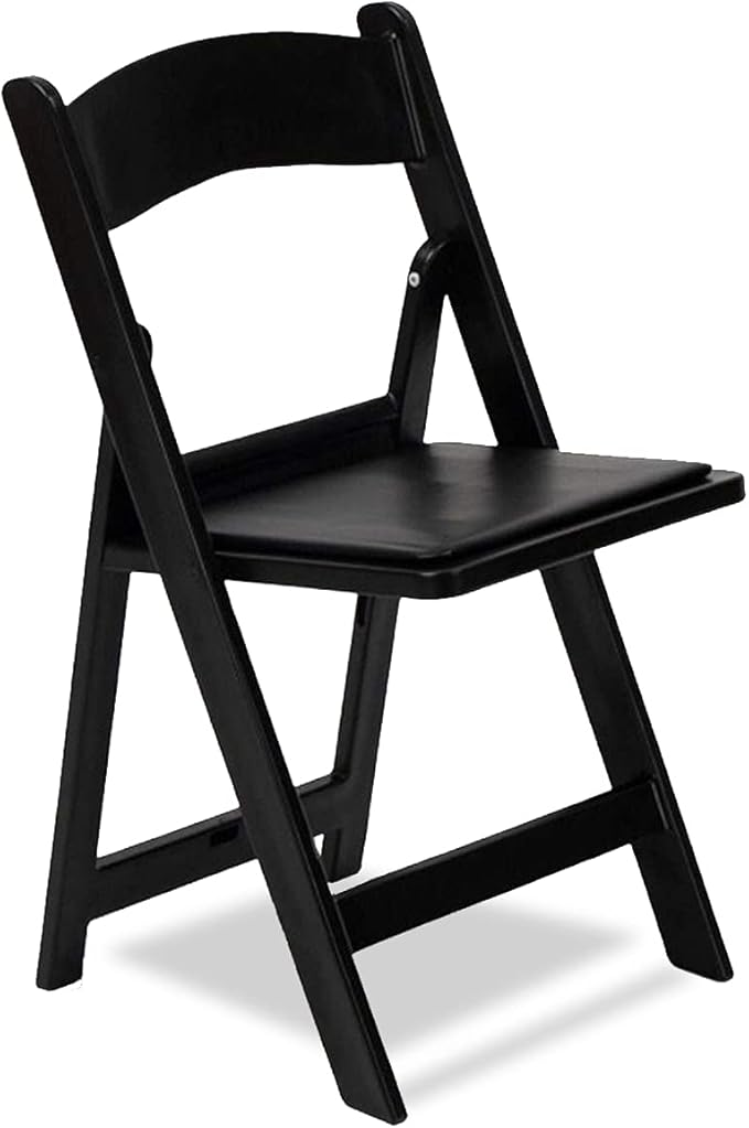 EventStable Titan PRO Resin Folding Chair - Black Indoor/Outdoor Lightweight Foldable Chair - Vinyl Padded Folding Chair for Weddings Parties Events - 4 Pack