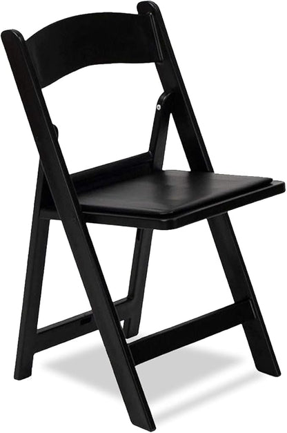 EventStable Titan PRO Resin Folding Chair - Black Indoor/Outdoor Lightweight Foldable Chair - Vinyl Padded Folding Chair for Weddings Parties Events - 4 Pack