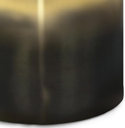SIMPLIHOME Curtis Industrial 16 inch Wide Metal Metal Cylinder Accent Table in Ombre Black/ Gold, Fully Assembled for the Living Room and Bedroom