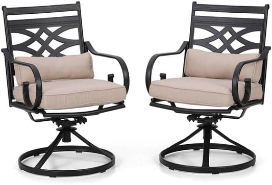 Sophia and William Patio Swivel Dining Chairs Set of 2, Outdoor Metal Armchairs, Outdoor Dining Chairs