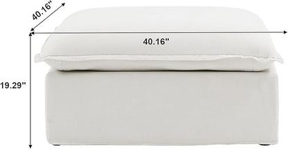 JACH Ottoman Module for Living Room, Cushion Covers Removable, Minimalist Comfy Breathable Ottoman Paired with Sofa Couch for Living Room Apartment, Beige