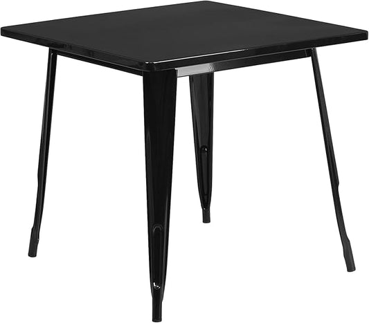Flash Furniture Felix Commercial Grade 31.5" Square Black Metal Indoor-Outdoor Table