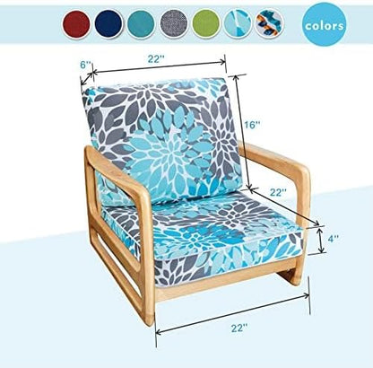 JMGBird Outdoor Cushion Tufted Pillow, Deep Seat Outdoor Chair Cushion 22"x22" Patio Cushions for Outdoor Furniture
