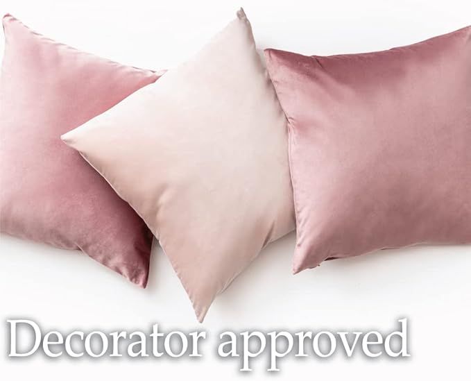 lalaLOOM Velvet Throw Pillow Covers, Set of 2, 24x24 Decorative Square Pillows Home Decor, Soft Accent Cases, Silky Machine Washable Pillowcases for Sofa, Couch, Bedroom, Living Room, Dark Blue