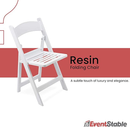 EventStable Titan PRO Resin Folding Chair - Slatted Seat Folding Chair for Weddings Parties Events - Indoor/Outdoor Lightweight Foldable Chair - 100 Pack