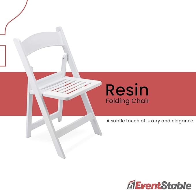 EventStable Titan PRO Resin Folding Chair - 4 Pack Slatted Seat for Weddings Parties Indoor/Outdoor Lightweight